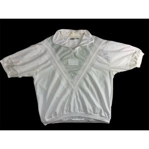 Vintage Retro 80s Pullover Shirt Top White Silver Zip Street Scene Men’s Size XL